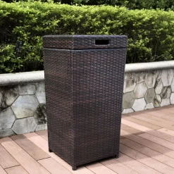 West Elm Palm Harbor Outdoor Wicker Trash Can