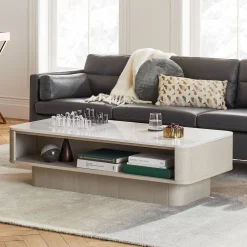West Elm Panorama Marble Open Storage Coffee Table (52")