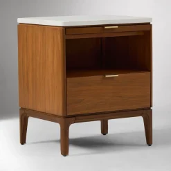 West Elm Parker Breadboard Drawer Marble Nightstand (21")