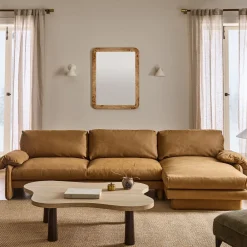 West Elm Parry Leather 2-Piece Chaise Sectional (123")