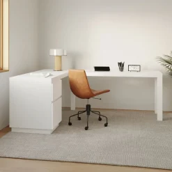 West Elm Parsons L-Shaped File Cabinet Desk & Slope Office Chair Set