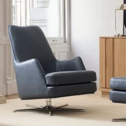 West Elm Patchin Leather Swivel Chair