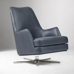 West Elm Patchin Leather Swivel Chair