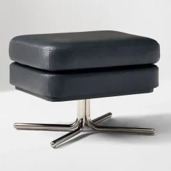 West Elm Patchin Leather Swivel Chair Ottoman
