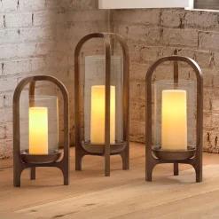 West Elm Pedestal Wood Lanterns