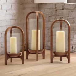 West Elm Pedestal Wood Lanterns