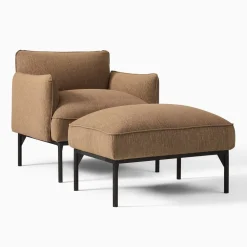 West Elm Penn Upholstered Outdoor Lounge Chair w/ Ottoman
