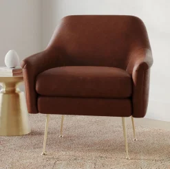 West Elm Phoebe Leather Chair - Metal Legs