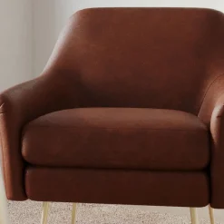 West Elm Phoebe Leather Chair - Metal Legs
