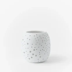 West Elm Pierced Constellation White Ceramic Candleholders