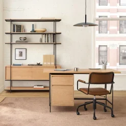 West Elm Pierce Desk with File Cabinet (56") & Storage Shelf (60") Set
