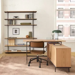 West Elm Pierce L-Shaped Desk (60") & Open Shelf (60") Set