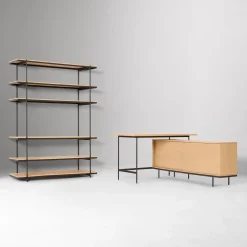 West Elm Pierce L-Shaped Desk (60") & Open Shelf (60") Set