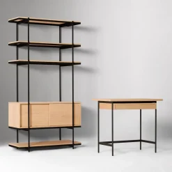 West Elm Pierce Mini Desk (36") & Narrow Storage Shelf (42") Set