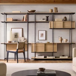 West Elm Pierce Wall Desk w/ Extra Wide Shelf Unit (122")