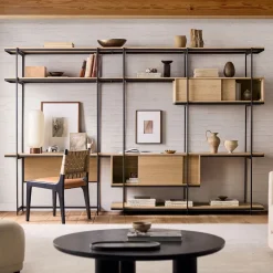 West Elm Pierce Wall Desk w/ Extra Wide Shelf Unit (122")