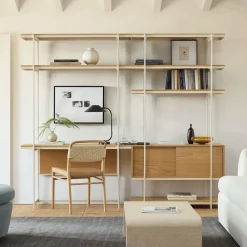 West Elm Pierce Wall Desk w/ Narrow Storage Shelf Unit (92"–134")