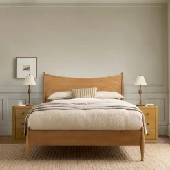 West Elm Pierce & Ward Curved Burl Wood Bed