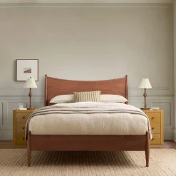 West Elm Pierce & Ward Curved Burl Wood Bed