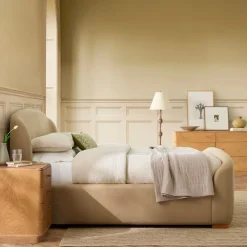 West Elm Pierce & Ward Upholstered Sleigh Bed