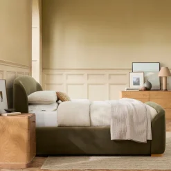 West Elm Pierce & Ward Upholstered Sleigh Bed