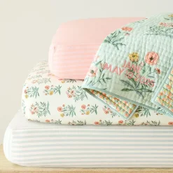 Kids West Elm Pink Chicken Floral & Stripes Baby Bedding Collection