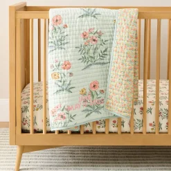 Kids West Elm Pink Chicken Floral & Stripes Baby Bedding Collection