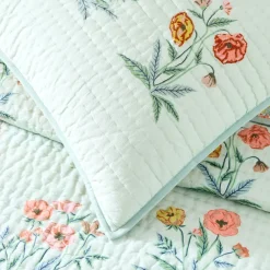 Kids West Elm Pink Chicken Poppy Floral Quilt & Shams