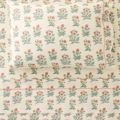 Kids West Elm Pink Chicken Poppy Floral Sheet Set