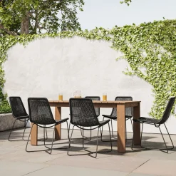 West Elm Playa Outdoor Extendable Dining Table (67.5"–90") & Slope Dining Chairs Set