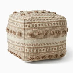 West Elm Pom Pom Stripe Pouf