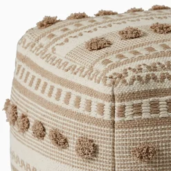 West Elm Pom Pom Stripe Pouf