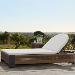 West Elm Porto Aluminum Outdoor Chaise Lounge & Side Table