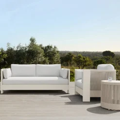 West Elm Porto Aluminum Outdoor Sofa (75"), Lounge Chair & Side Table (18")