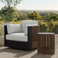 West Elm Porto Aluminum Outdoor Swivel Chair & Side Table (18")