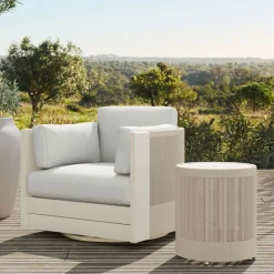 West Elm Porto Aluminum Outdoor Swivel Chair & Side Table (18")