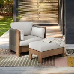 West Elm Porto Outdoor Lounge Chair & Ottoman Set