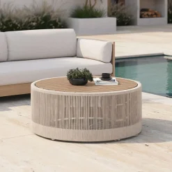 West Elm Porto Outdoor Round Coffee Table (–)