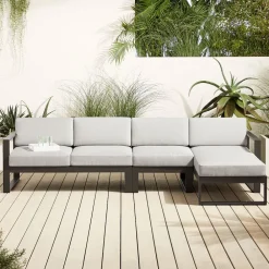 West Elm Portside Aluminum Outdoor 3-Piece Chaise Sectional (116")