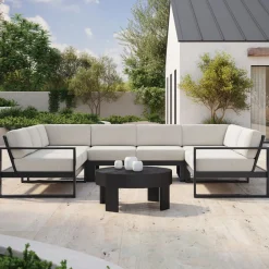West Elm Portside Aluminum Outdoor 6-Piece U-Shaped Sectional (126")
