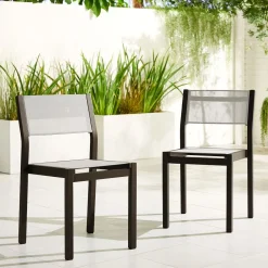 West Elm Portside Aluminum Outdoor Textilene Stacking Dining Chair