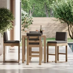 West Elm Portside Bar Table (35") & Telluride Bar Stools Set