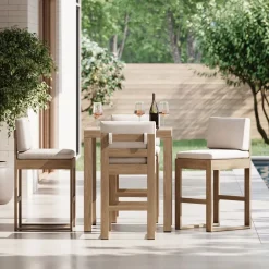 West Elm Portside Bar Table (35") & Telluride Bar Stools Set