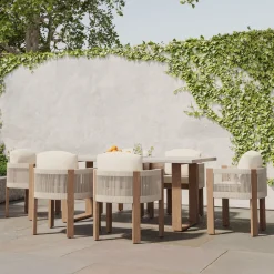 West Elm Portside Concrete Outdoor Dining Table (72") & Porto Dining Chairs Set