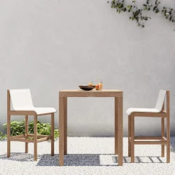 West Elm Portside Outdoor Bar Table (35") & Cusco Stools Set