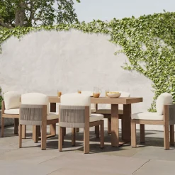 West Elm Portside Outdoor Dining Table (76.5"–96") & Porto Side Dining Chairs Set