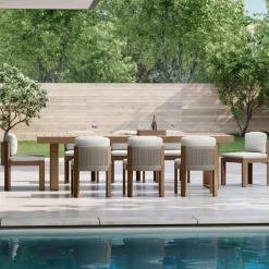 West Elm Portside Outdoor Extendable Dining Table (76.5"–106") & Porto Side Dining Chairs Set