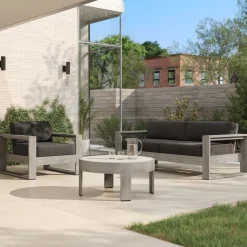 West Elm Portside Outdoor Sofa, Lounge Chair & Concrete Round Coffee Table Set