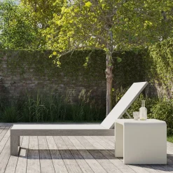 West Elm Portside Outdoor Textilene Chaise Lounge & Syros Side Table (19") Set