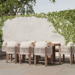 West Elm Portside Wood Outdoor Dining Table (76.5"–96") & Porto Dining Chairs Set